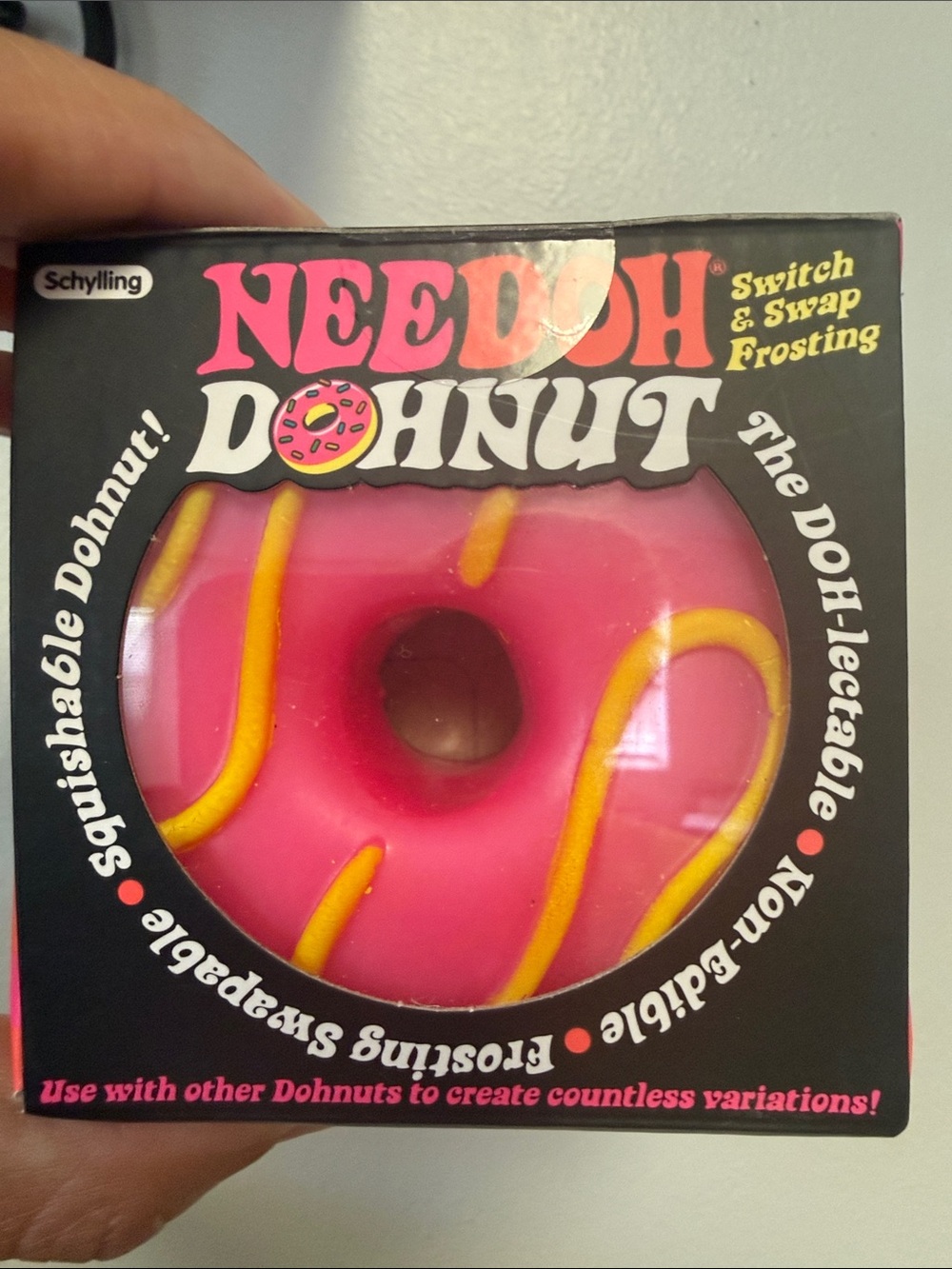 Needoh DohNut Pink Plush Donut with Yellow Frosting -